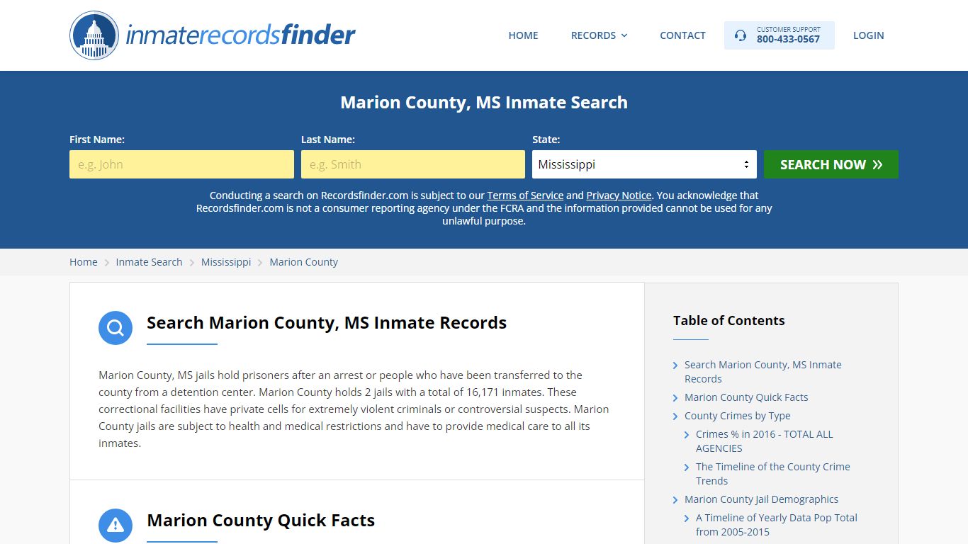 Marion County, MS Inmate Lookup & Jail Records Online